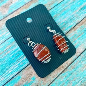 NWT Pure Red Jasper Healing Stone Earrings